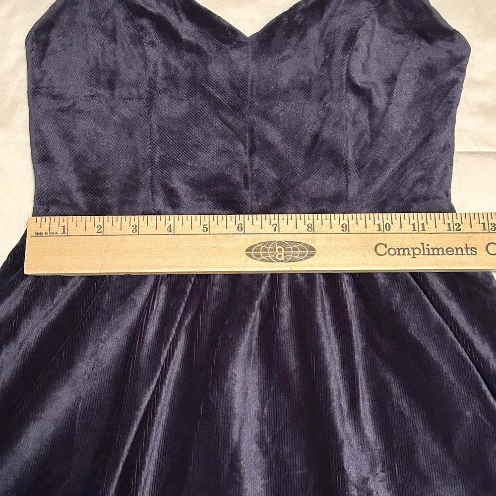 Good‎ Luck Gem Blue Velvet Dress Sleeveless V Neck Mini Womens size S - Picture 12 of 13